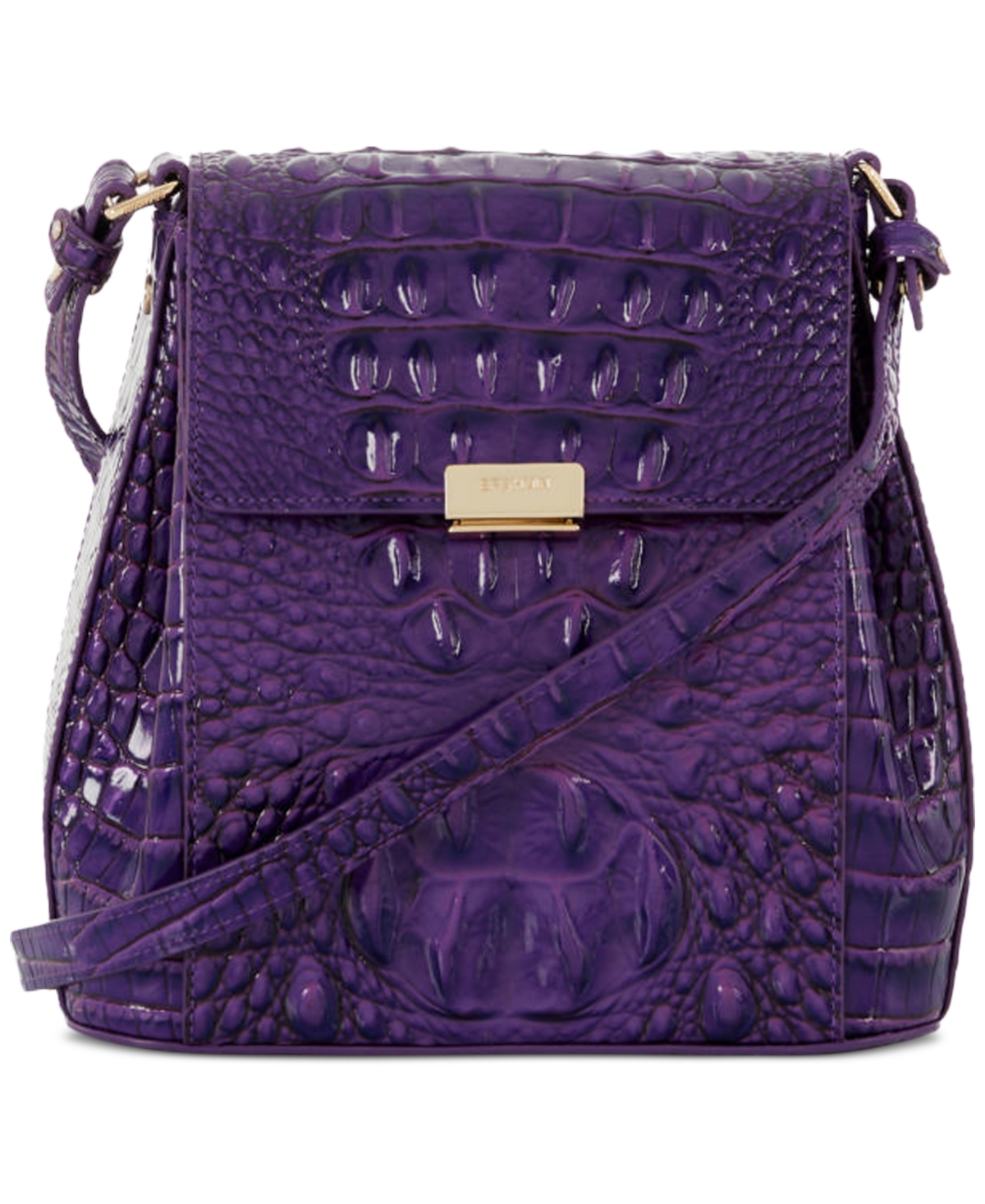 Brahmin Melbourne Margo Embossed Leather Crossbody In Royal Purple