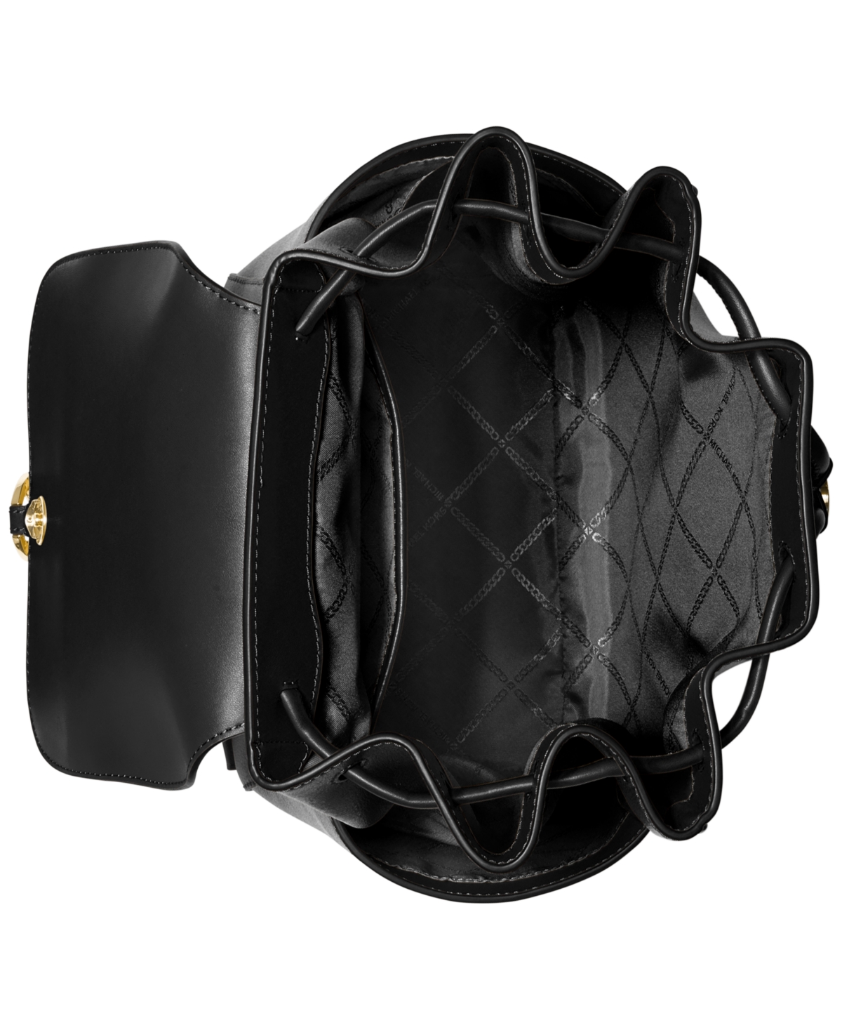Shop Michael Kors Michael  Cheryl Medium Leather Drawstring Backpack In Black