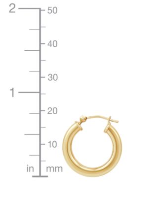 Polished Thin Tube Hoop Earrings (3mm) in 14k Gold (20mm)