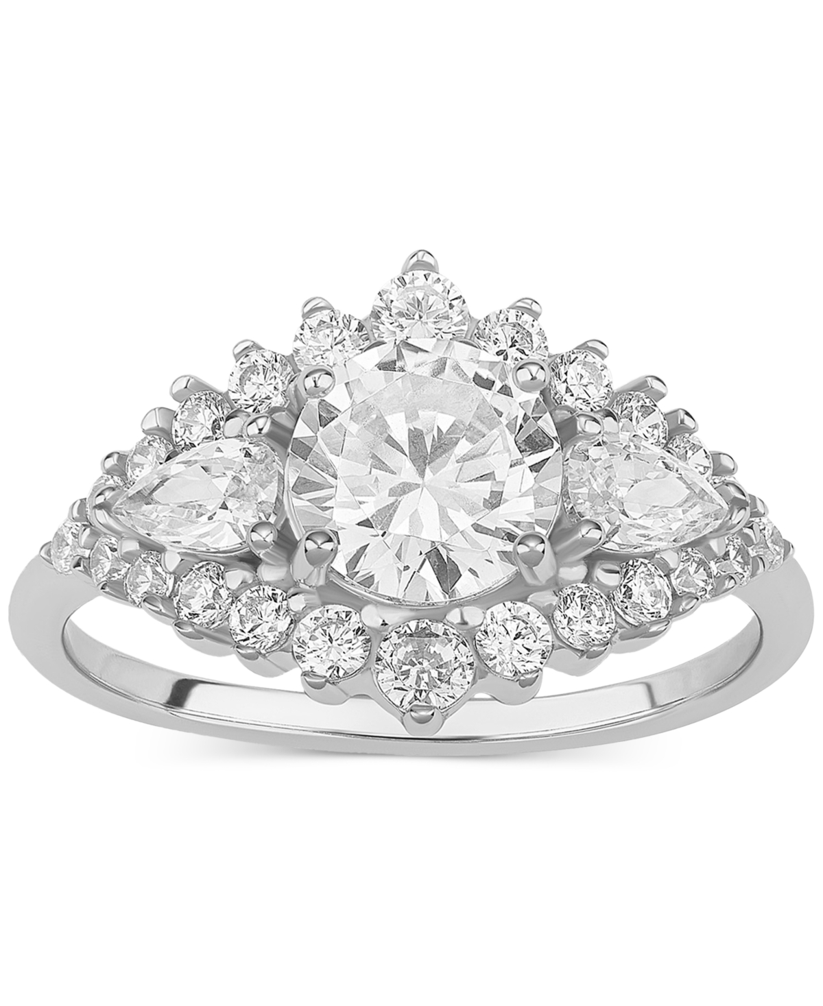 Cubic Zirconia Halo Cluster Ring in Sterling Silver, Created for Macy's - Sterling Silver