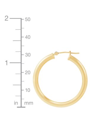 Polished Round Hoop Earrings in 14k Gold, 30mm
