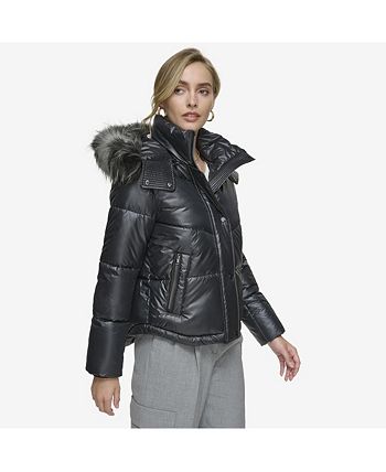 Andrew marc chevron sales stripe puffer jacket