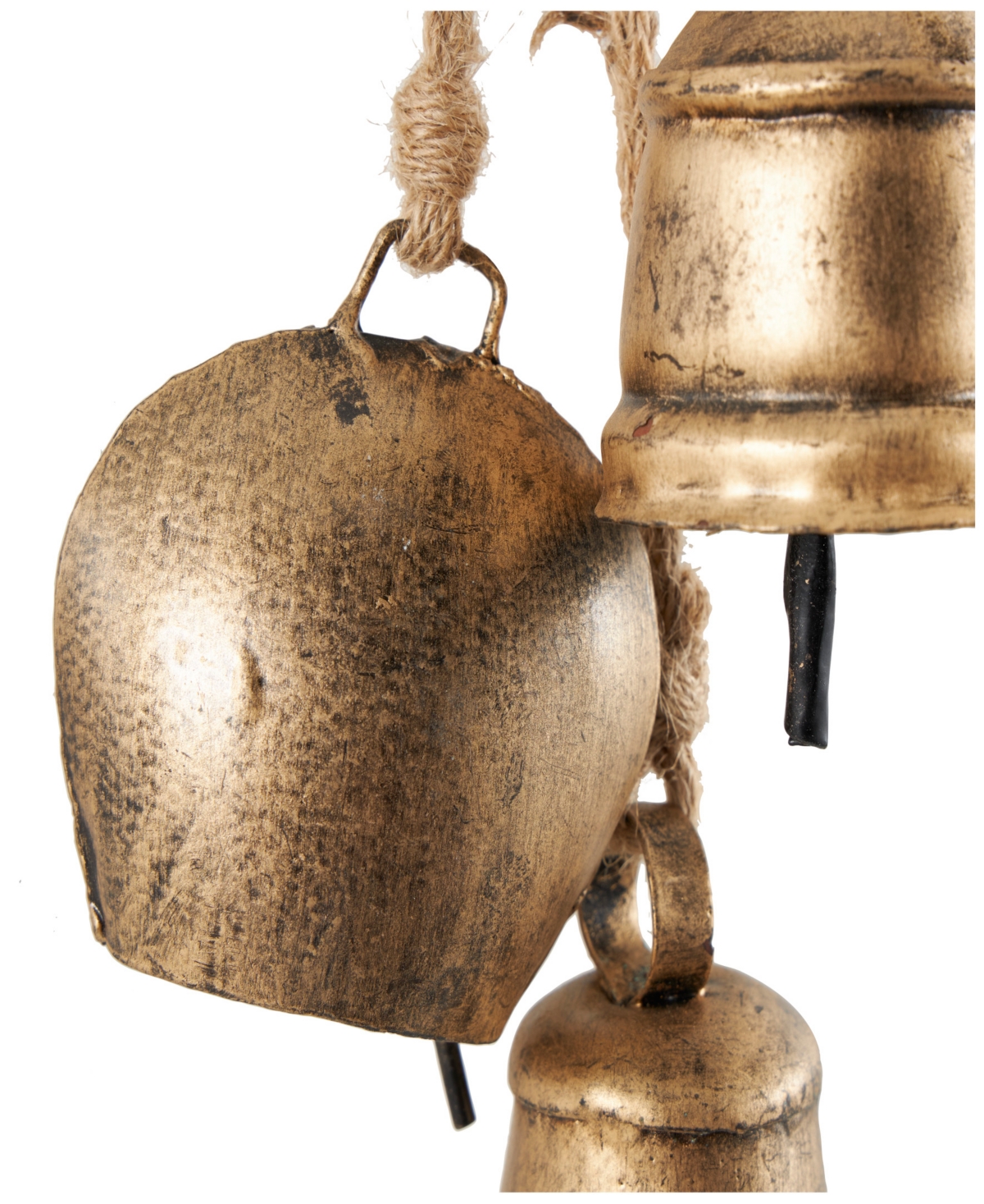 Shop Rosemary Lane Metal Tibetan Inspired Decorative Cow Bell With Jute Hanging Rope, 4" X 3" X 22" In Gold