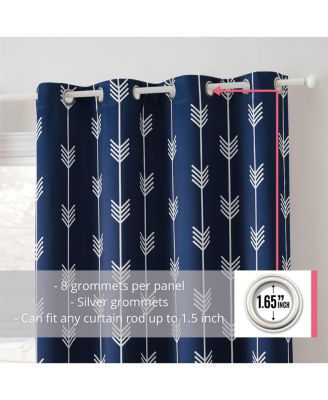 Arrow Printed Privacy Blackout Energy Efficient Room Darkening Thermal Grommet Window Curtain Drape Panels for Bedroom - Set of 2