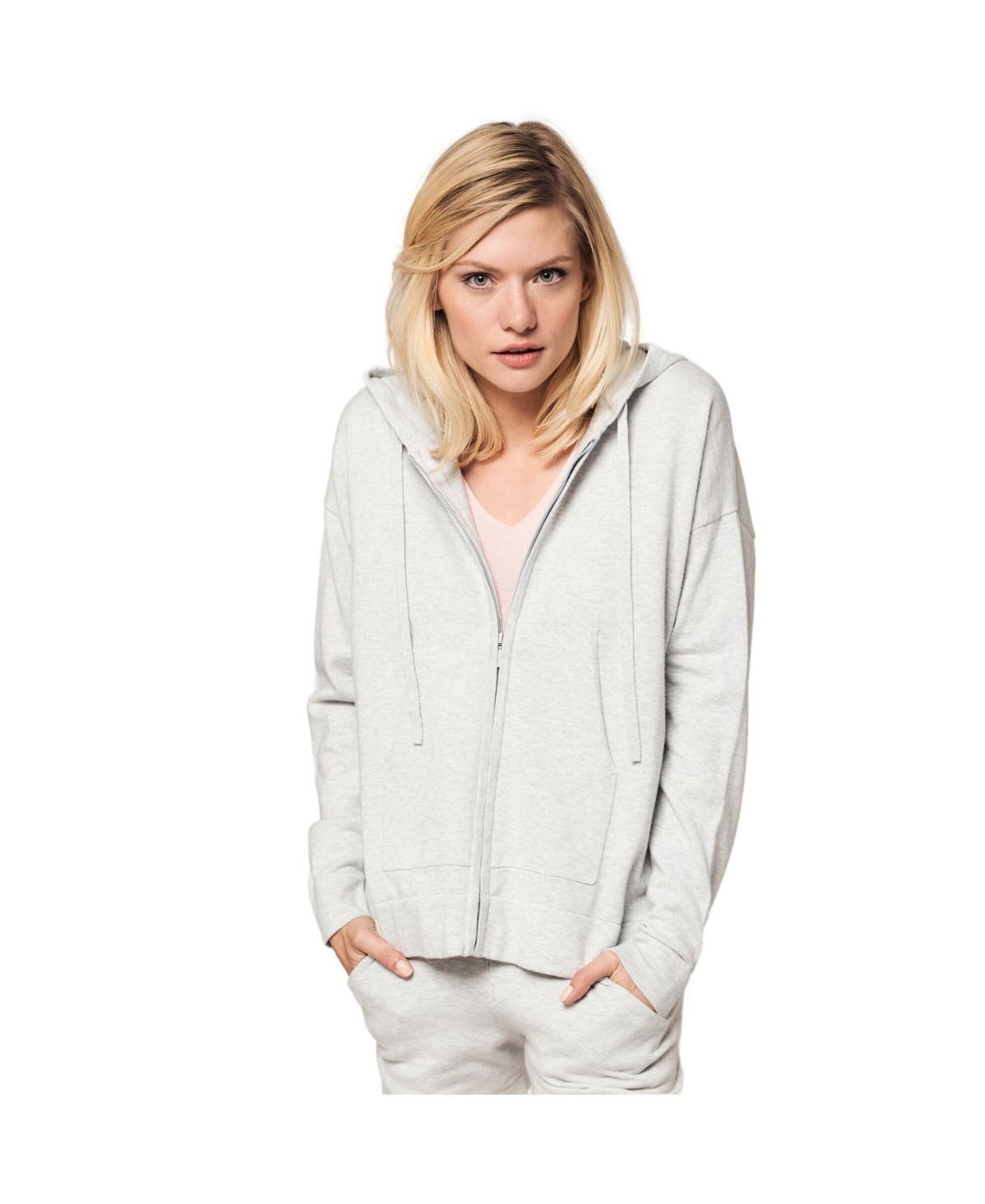 Bellemere Women's Sporty Cotton Cashmere Hoodie - Grey