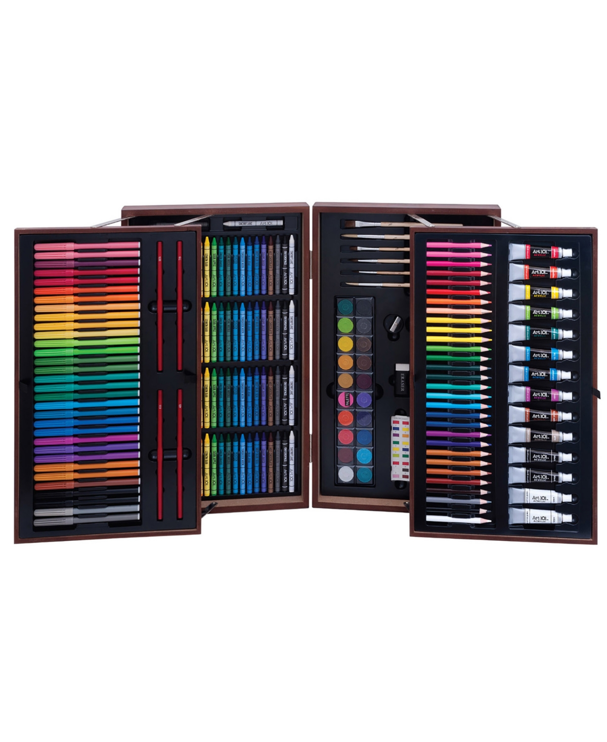 Art 101 Deluxe Artist Wood Set, 215 Pieces In Brown