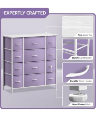 Dresser with 12 Drawers - Chest Organizer Unit with Steel Frame Wood Top and handle - Large Dresser for Bedroom, Hallway & etc