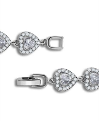 Cubic Zirconia Heart Halo Link Bracelet