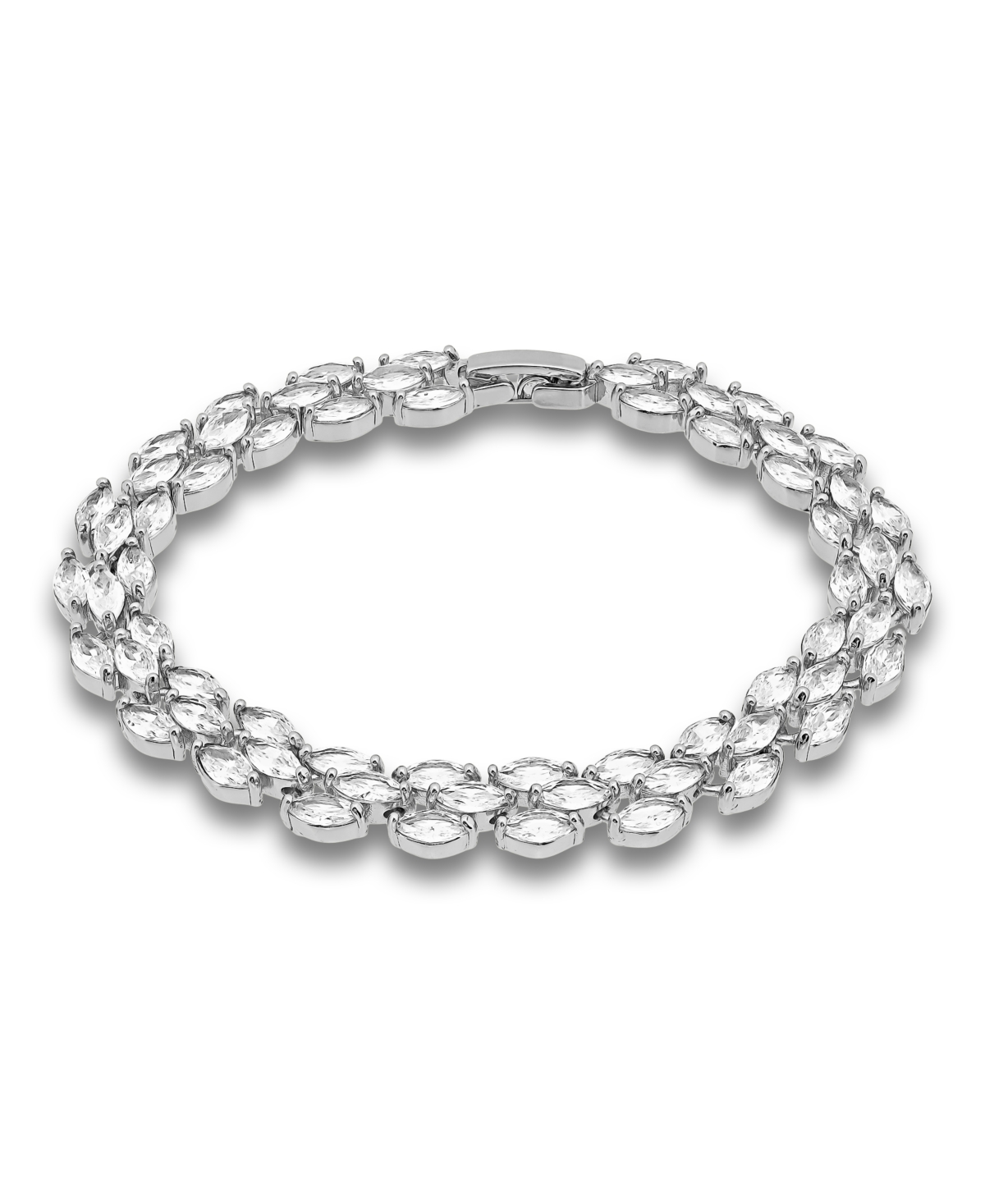 Macy's Cubic Zirconia Marquise Stone 3 Row Bracelet In Silver