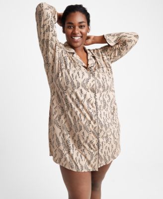 Shop State Of Day Missy Plus Size Sleepshirts Created For Macys In Deep Black
