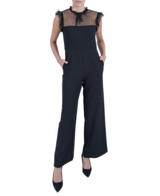 Julia Jordan Ruffle Neck Drawstring Jumpsuit Black 12