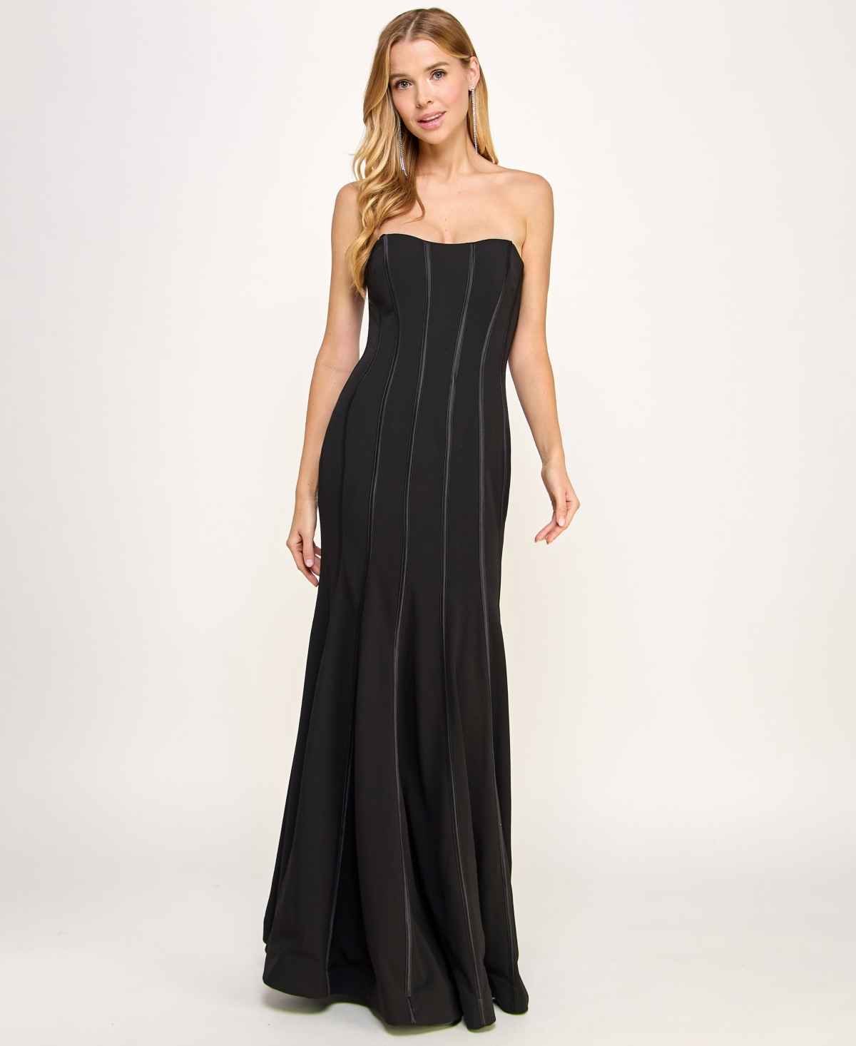 Juniors' Corset Strapless Gown, Created for Macy's - Black