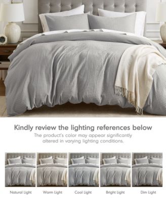 Mina Waffle Textured 3-Pc. Duvet Cover Set, King/California King