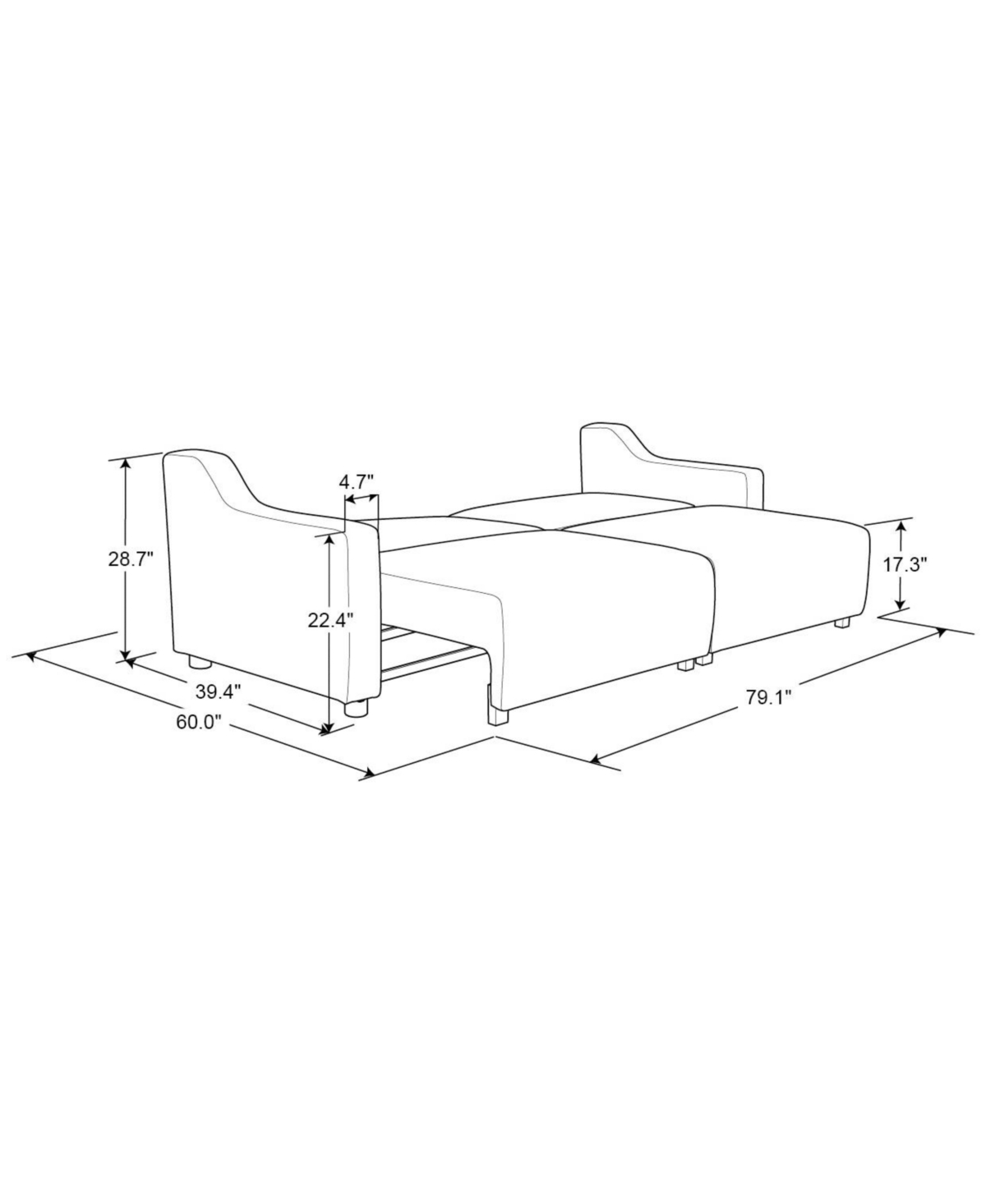 Serta Eilidh 90" Convertible Sofa In Gray