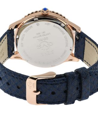 Women's Swiss Quartz Siena Blue Leather Watch 38mm