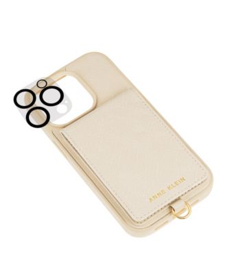 Women's Ivory Saffiano Leather iPhone 14 Pro Case