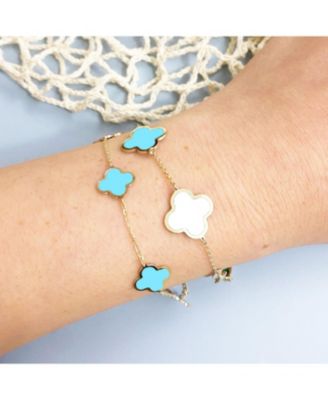 Large Blue Mixed Clover Bracelet 14K Gold