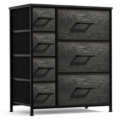 Dresser with 7 Drawers - Storage Chest Organizer with Steel Frame, Wood Top, Handles, Fabric Bins