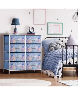  8 Drawers  Steel Frame & Wood Top Fabric Bins Storage Dresser Unit for Bedroom, Closet, Office