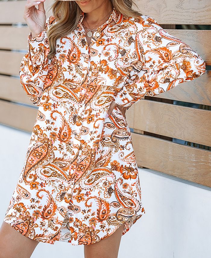 CUPSHE Women's Button Down Long Sleeve Cover Up Dress Macy's