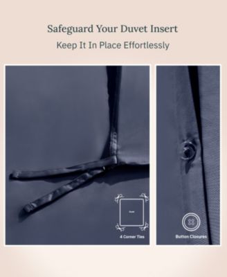 400 Thread Count Cotton Sateen Comforter Cover, Button Closure and Corner Ties Luxury Duvet Cover Only, Queen