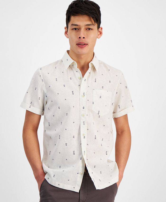 Sun + Stone Men's Carey Abstract Arrows Linen-Blend Shirt, Created for ...
