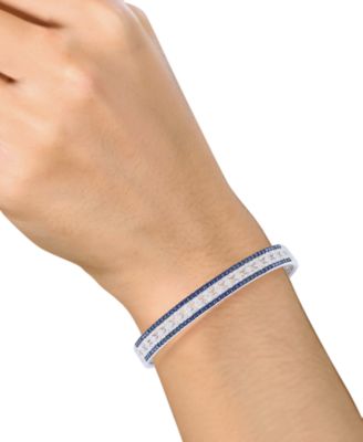 Sapphire (1-3/4 ct. t.w.) & Diamond (1/10 ct. t.w.) Bangle Bracelet in Sterling Silver (Also Available in Ruby & Emerald)