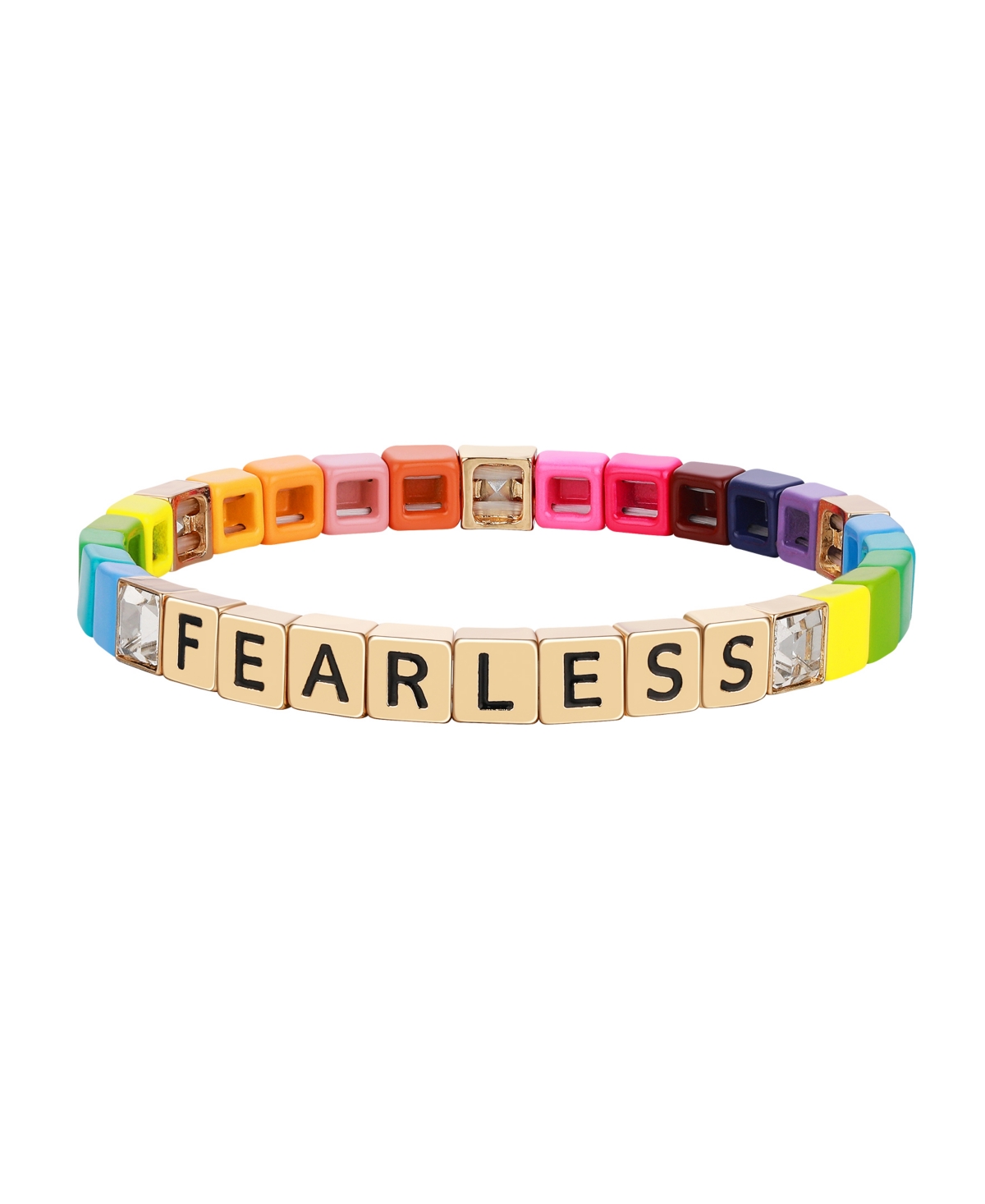 Crystal and Multi-Color Enamel Fearless Stretch Bracelet - Multi