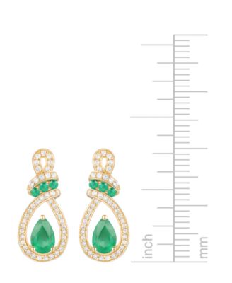 Emerald (1-1/5 ct. t.w.) and Diamond (1/4 ct. t.w.) Drop Earrings in 14k Yellow Gold (Also Available in Ruby)