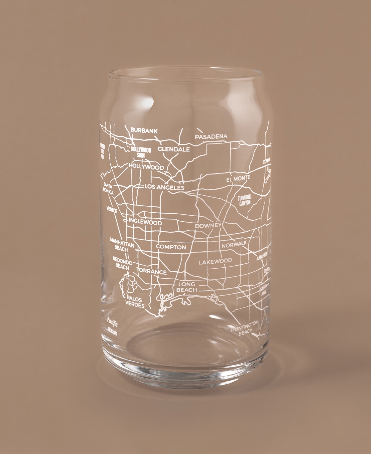Shop Narbo The Can Los Angeles Map 16 oz Everyday Glassware, Set Of 2 In White