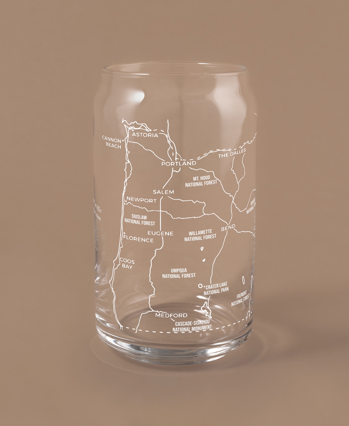 Shop Narbo The Can Oregon State Map 16 oz Everyday Glassware, Set Of 2 In White