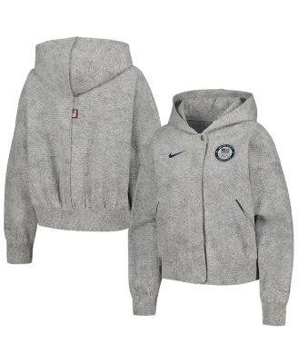 Women s Nike Gray Team USA Media Day Oversized Cropped Hoodie Performance Full Zip Jacket Macy s