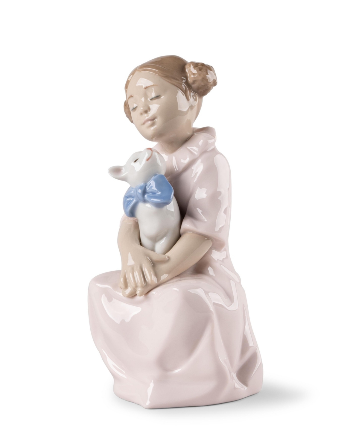Nao By Lladro Girl With Little Cat Figurine In Multi
