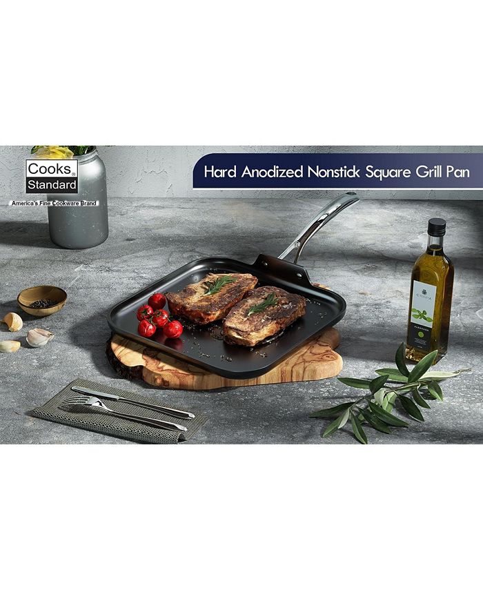 Cooks Standard Nonstick Square Griddle Pan 11 x 11Inch, Hard Anodized