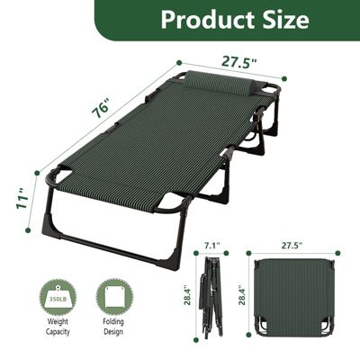 2-Piece Folding Bed Camping Cots with Removable Cotton Mattress (2 in a set), 600 lbs