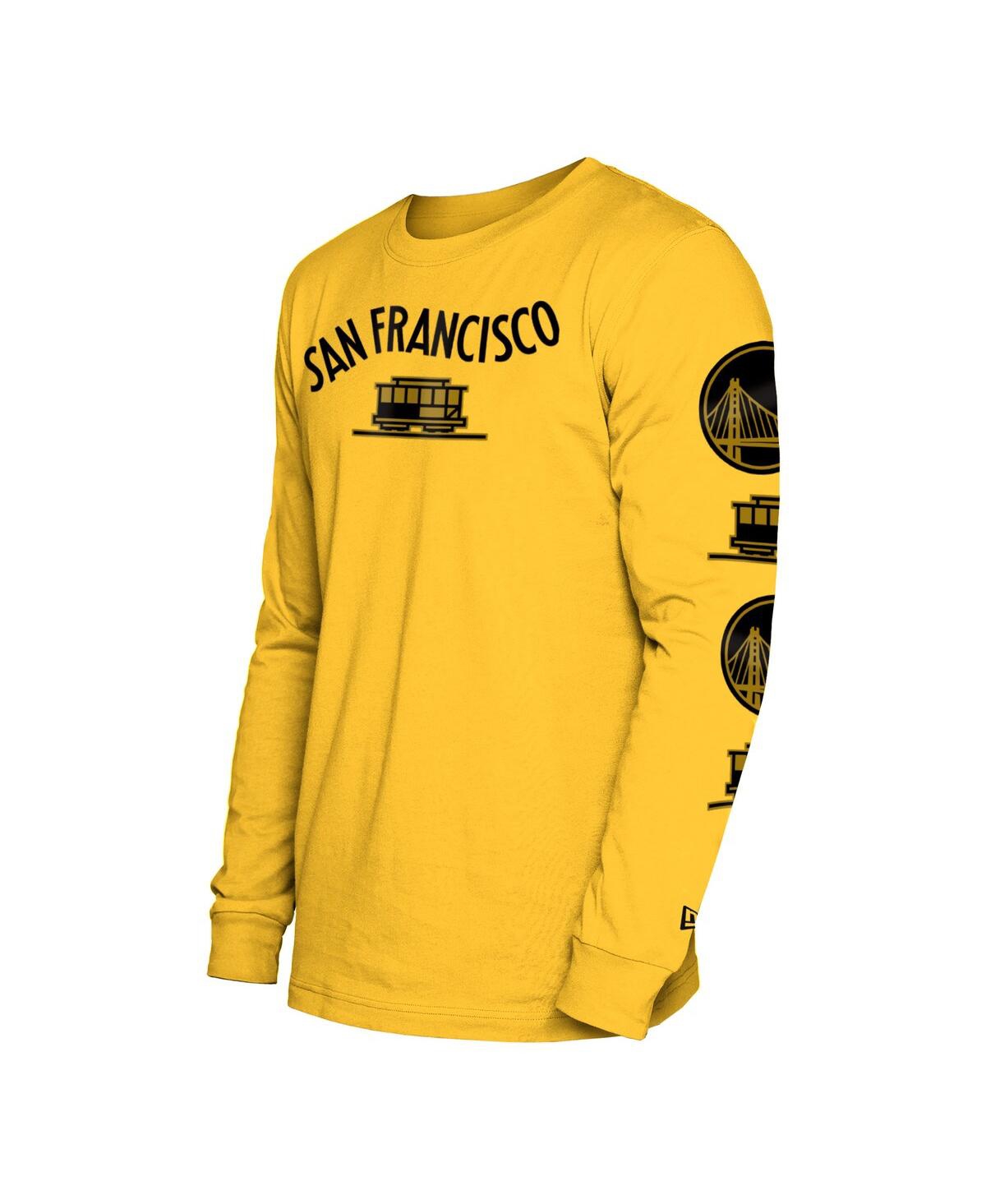 Men's New EraGolden State Warriors 2023/24 City Edition Long Sleeve T-shirt - Yellow