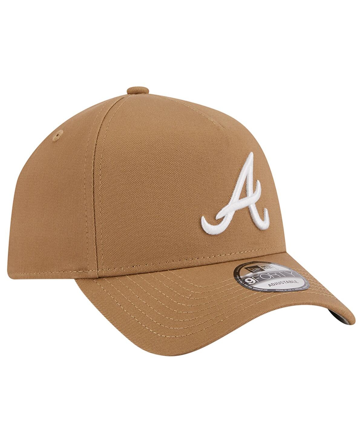 NEW ERA MEN'S NEW ERA KHAKI ATLANTA BRAVES A-FRAME 9FORTY ADJUSTABLE HAT 