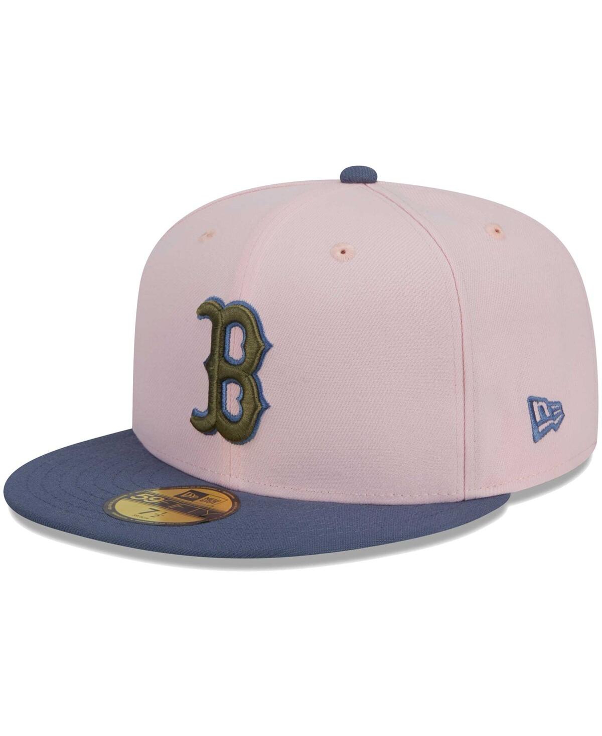 New Era Men's  Pink, Blue Boston Red Sox Olive Undervisor 59fifty Fitted Hat In Pink,blue