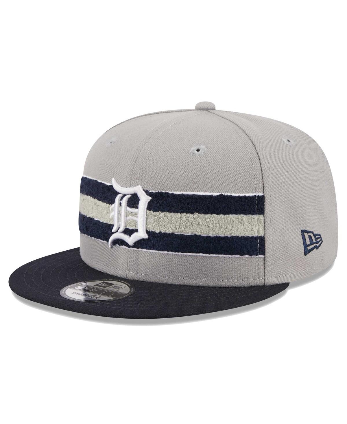 New Era Men's  Gray, Navy Detroit Tigers Band 9fifty Snapback Hat In Gray,navy