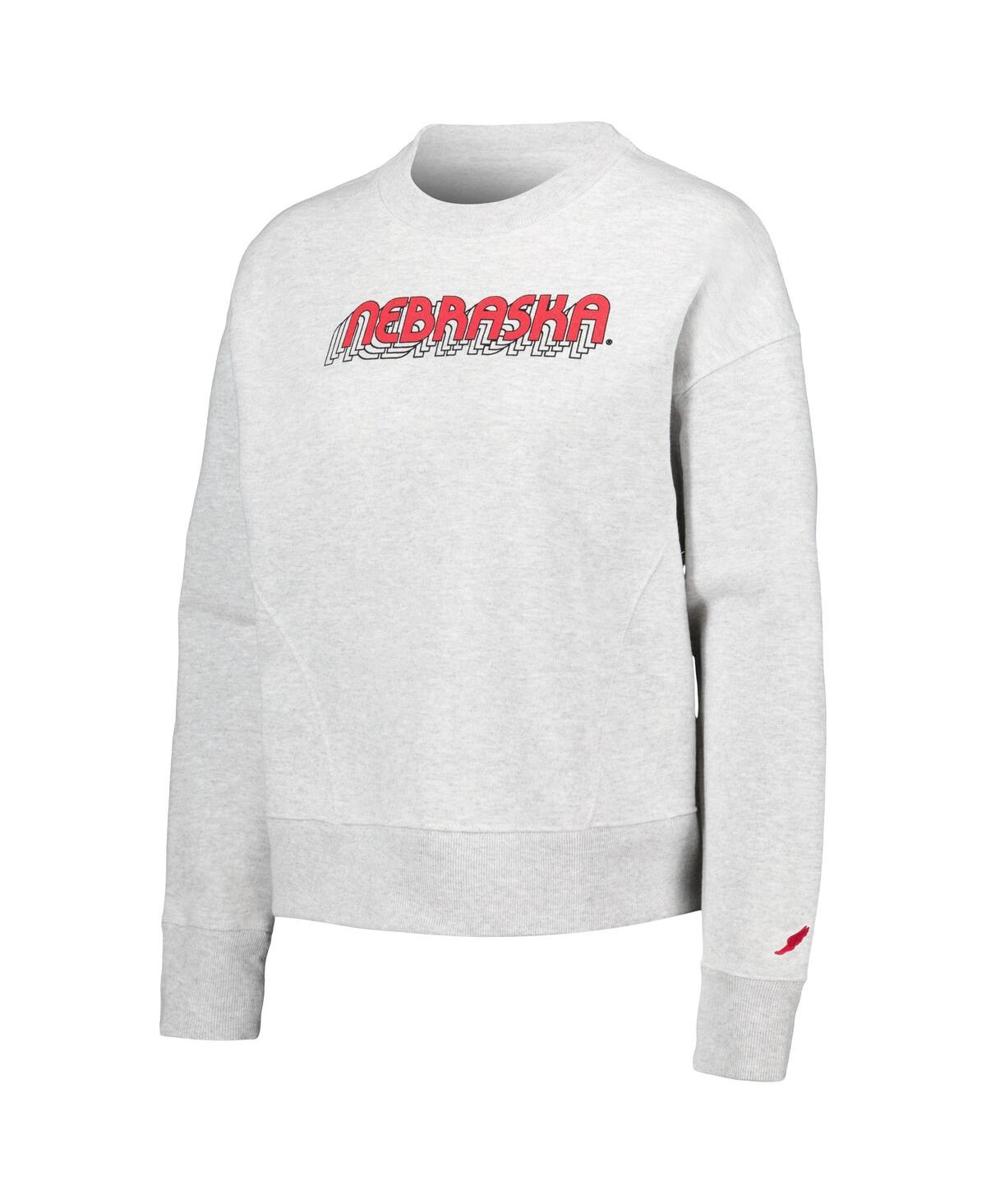 Shop League Collegiate Wear Women's  Ash Nebraska Huskers Boxy Pullover Sweatshirt