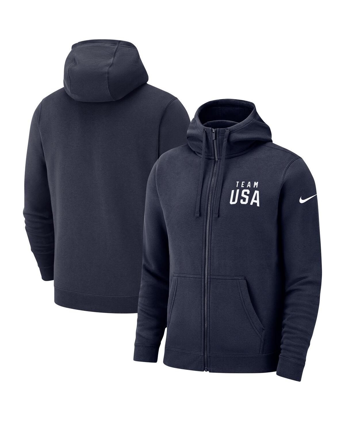 Shop Nike Men's  Navy Team Usa Club Fleece Full-zip Hoodie