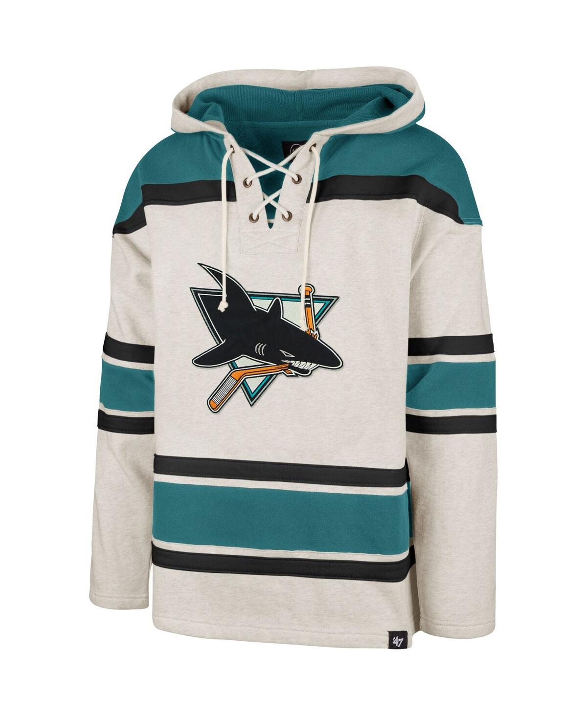 Men's '47 BrandSan Jose Sharks Rockaway Lacer Pullover Hoodie - Oatmeal