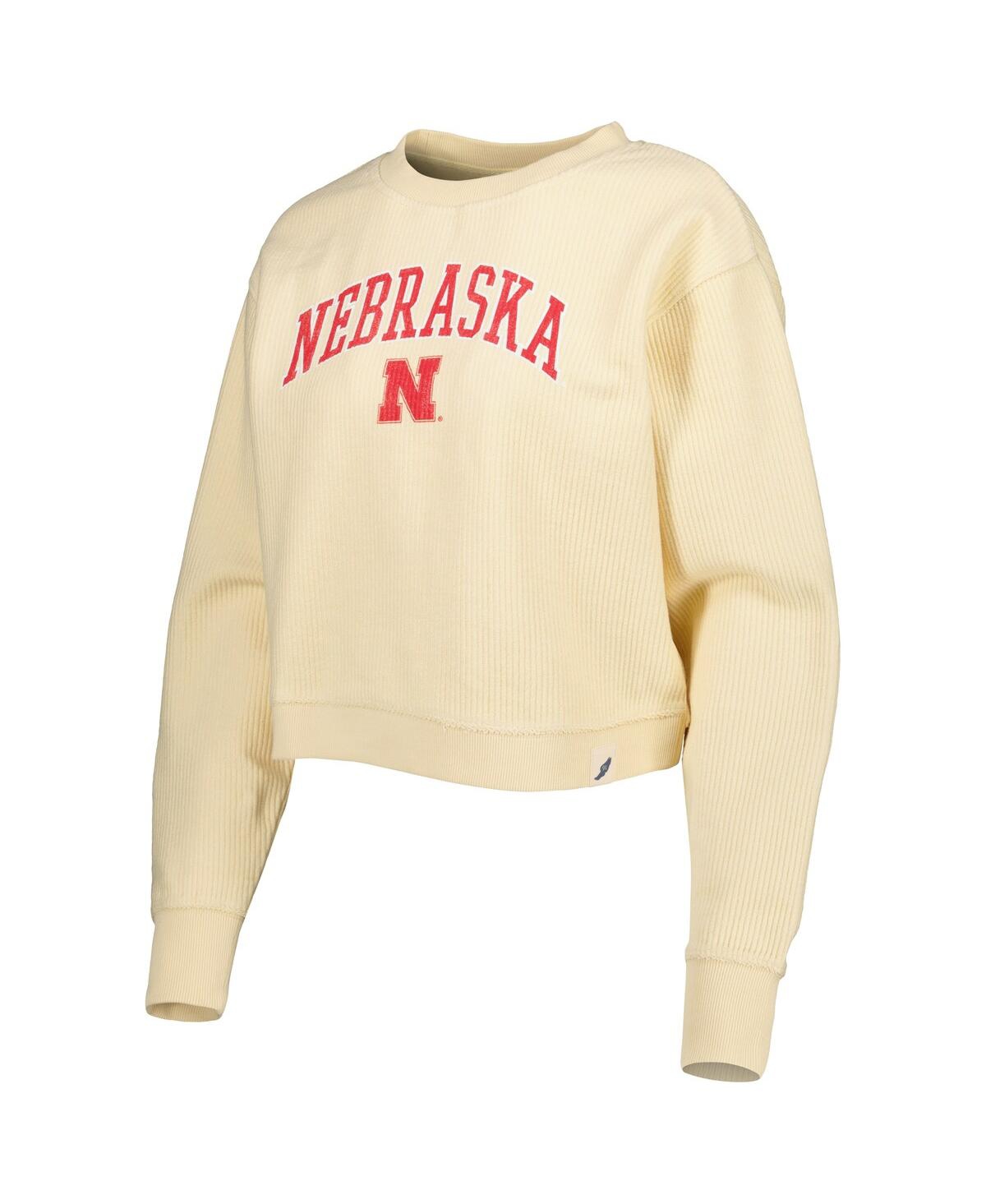 Shop League Collegiate Wear Women's  Cream Nebraska Huskers Classic Campus Corded Timber Sweatshirt