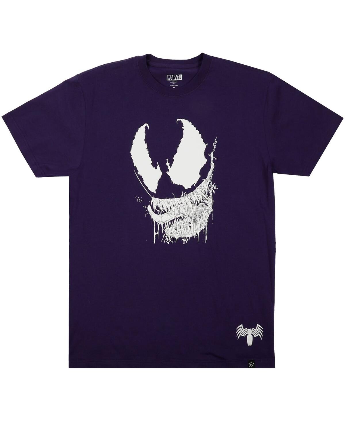 Shop Heroes & Villains Men's Purple, White Marvel Venom T-shirt And Pants Lounge Set In Purple,white