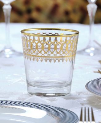 Gold-Tone Embellished Double Old Fashion with Gold-Tone Rings, Set of 4