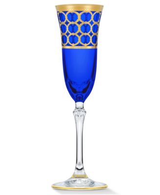 Multicolor Champagne Flutes with Gold-Tone Rings, Set of 4
