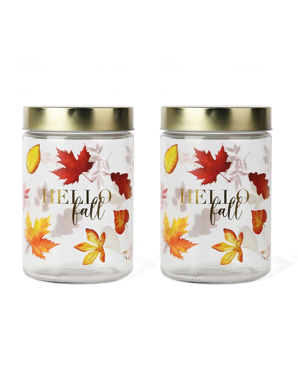 American Atelier Fall Leaves Glass Jar, 40 oz In Clear