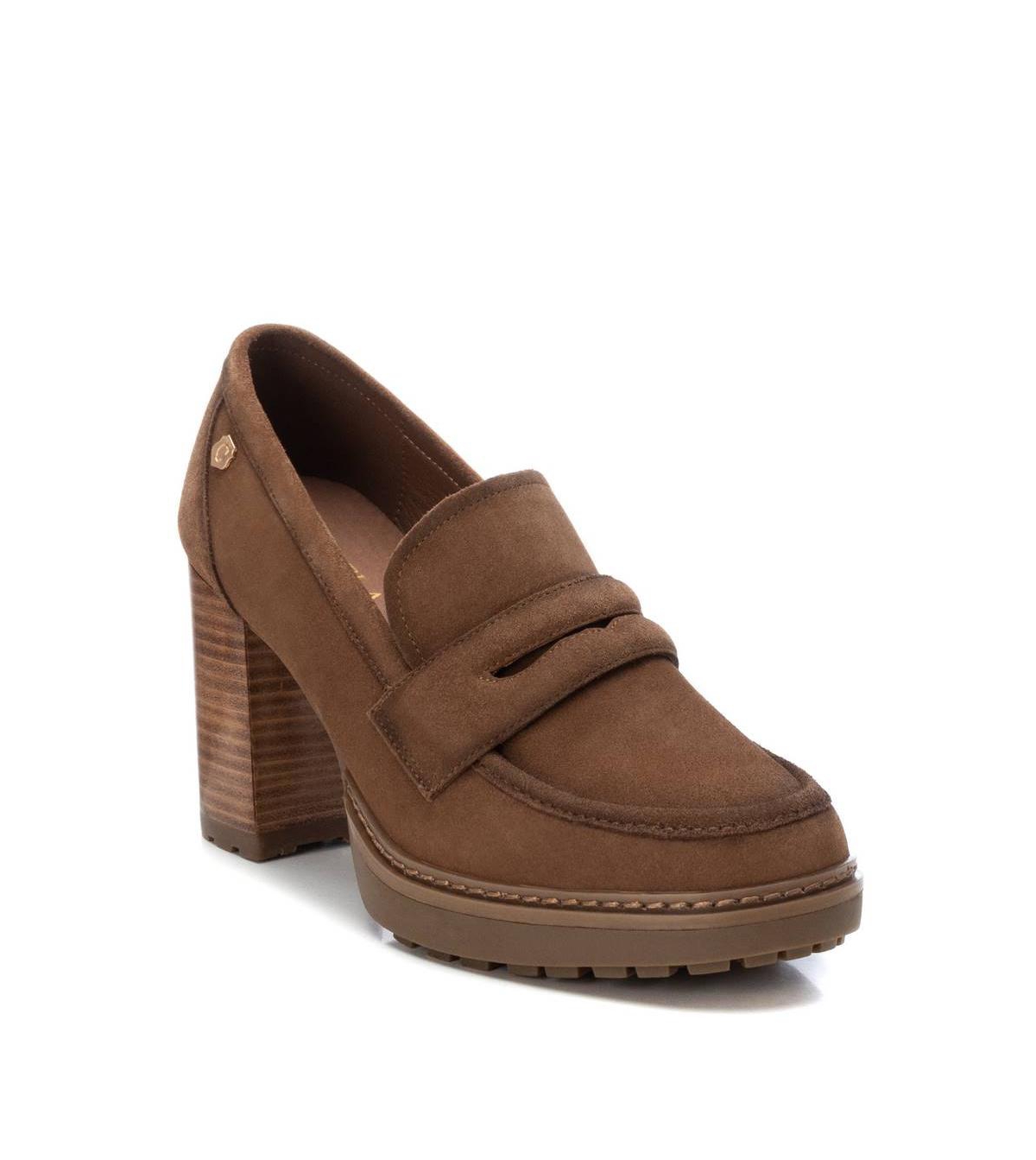 Carmela Collection, Women's Suede Heeled Loafers By Xti