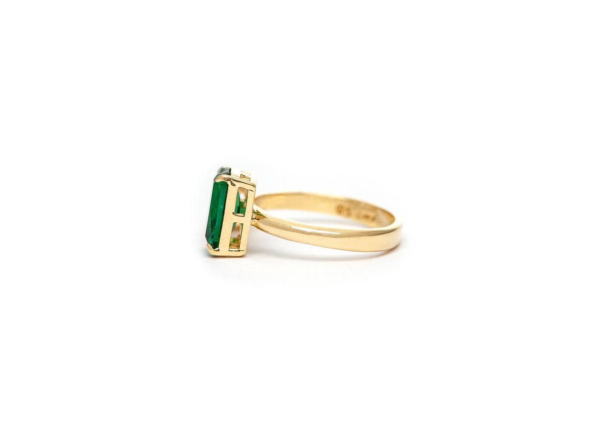Rivka Friedman Kelly Green Crystal + Cubic Zirconia Open Band Ring - Gold with green + clear cz