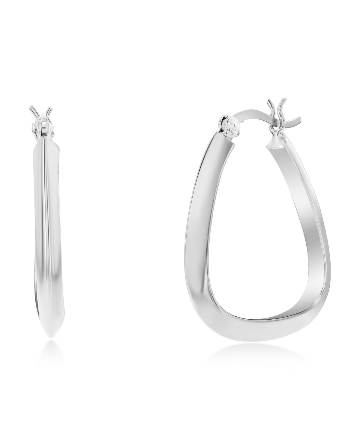 Sterling Silver or Gold Plated over Sterling Silver 27mm Triangle-Shaped Hoop Earrings - Silver